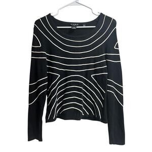 CABO Women's Black with White Raised Detailing Sweater Medium